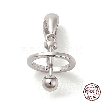 Anti-Tarnish Rhodium Plated 925 Sterling Silver Locket Style Planet Pinch Bails STER-NH0001-55A-P-1