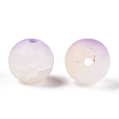 Frosted Baking Paint Crackle Glass Beads with Glitter Powder X1-DGLA-T004-6mm-01E-1