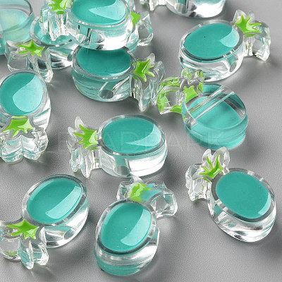 Transparent Enamel Acrylic Beads TACR-S155-002G-1
