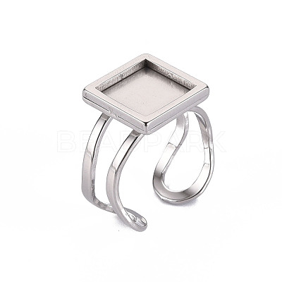 Tarnish Resistant 201 Stainless Steel Cuff Pad Ring Settings STAS-S080-041A-P-1