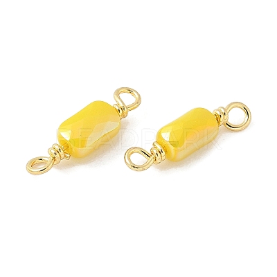 Electroplate Glass Faceted Rectangle Connector Charms KK-C097-05G-01-1