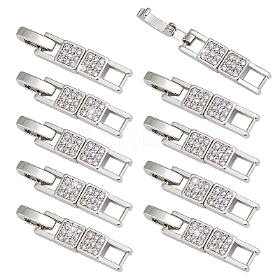 10Pcs Brass Micro Pave Clear Cubic Zirconia Watch Band Clasps KK-PH0014-30P-1