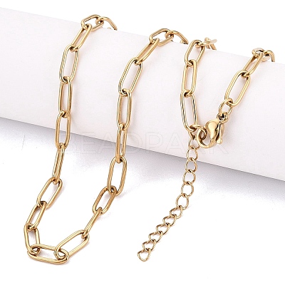4MM Unisex 304 Stainless Steel Paperclip Chain Necklaces STAS-Q113-14G-03-1