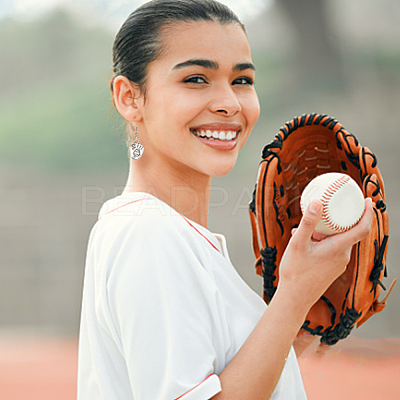 8 Pairs 8 Style Softball Sport Theme Alloy Dangle Earrings EJEW-AN0003-21-1