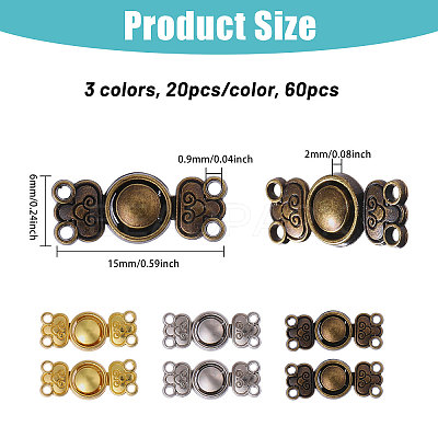 60Pcs 3 Colors Alloy Snap Lock Clasps FIND-GL0002-01-1