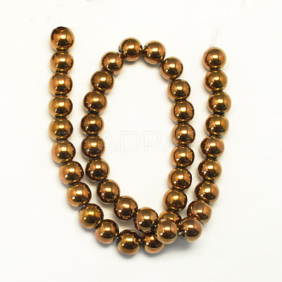 Non-magnetic Synthetic Hematite Beads Strands G-S096-6mm-4-1