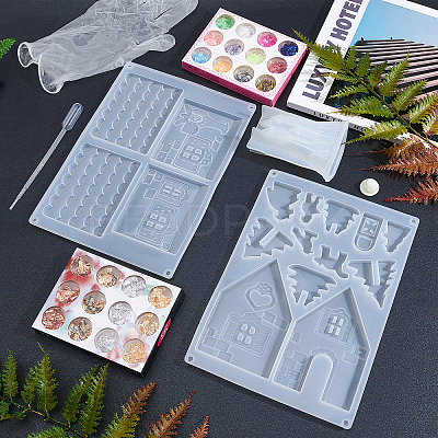DIY 3D House Silicone Molds Kits DIY-OC0002-96-1