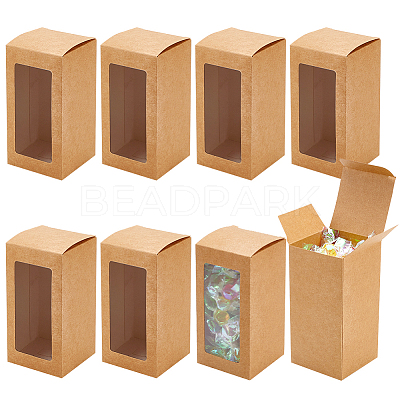 Kraft Paper Candy Boxes with PVC Clear Window CON-WH0097-07A-02A-1