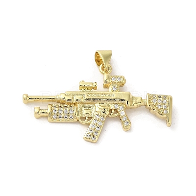 Rack Plating Brass Micro Pave Cubic Zirconia Pendants KK-C052-08B-G-1