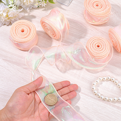5 Rolls Flat Rainbow Color Organza Ribbon OCOR-CY0003-29B-1