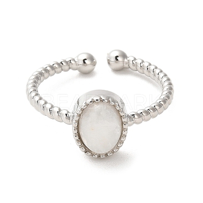 Natural Gemstone Open Cuff Ring RJEW-M166-04P-1-1