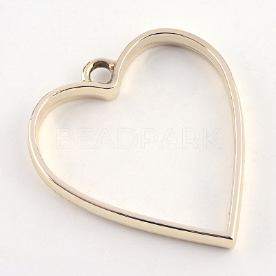 Rack Plating Alloy Heart Open Back Bezel Pendants X-PALLOY-S047-12E-FF-1