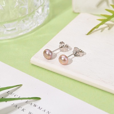 Valentine Presents for Her 925 Sterling Silver Ball Stud Earrings EJEW-D029-4.5mm-1-1