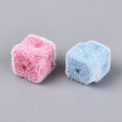 Flocking Opaque Acrylic Cube Beads OACR-T030-08M-1