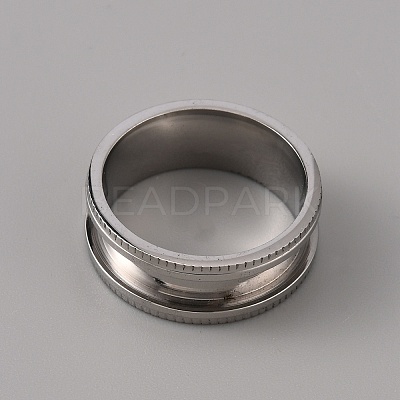 201 Stainless Steel Grooved Finger Ring Settings STAS-WH0027-26C-P-1