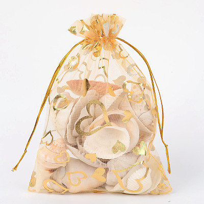 Heart Printed Organza Bags OP-R022-13x18-04-1