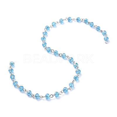 Handmade Electroplate Glass Beaded Chains AJEW-JB00528-07-1