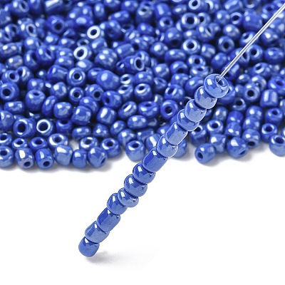 6/0 Opaque Colors Lustered Round Glass Seed Beads X-SEED-A012-4mm-128-1