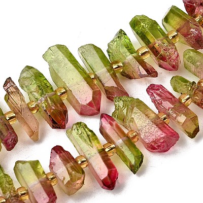 Electroplated Natural Quartz Crystal Beads Strands G-F800-D11-1