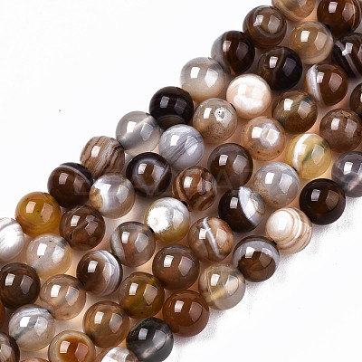 Natural Striped Agate/Banded Agate Beads Strands G-T131-34B-1