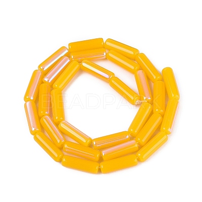 Electroplate Imitation Jade Glass Beads Strands EGLA-Q132-02A-D02-1