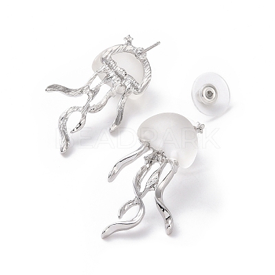 Resin Jellyfish Stud Earrings EJEW-P208-01P-1