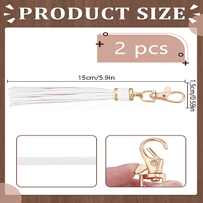 2Pcs PU Leather Tassel Pendant Decorations FIND-LP0004-01B-1