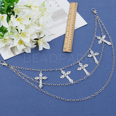 1Pc Iron 3 Layer Cross Tassel Trousers Chains AJEW-SC0031-16-1
