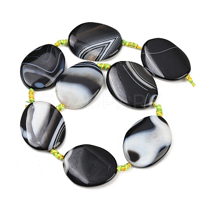 Natural Banded Agate Beads Strands G-P605-L02-07-1