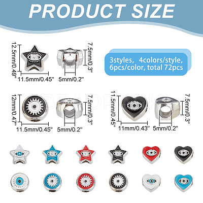 72Pcs 12 Style CCB Plastic European Beads CCB-AR0001-09-1