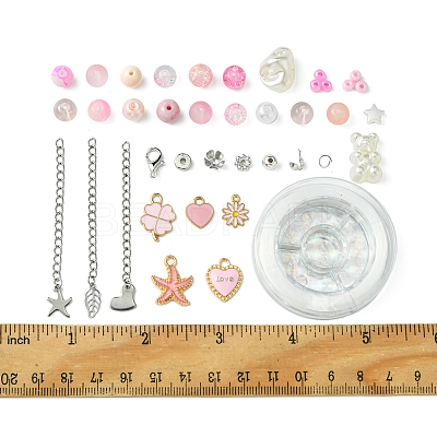 DIY Round Glass & CCB Plastic Beads Bracelets Making Kits DIY-FS0007-56B-1