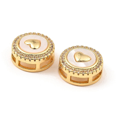 Brass Micro Pave Clear Cubic Zirconia Slide Charms KK-K342-09G-05-1