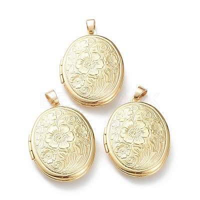Brass Locket Pendants KK-P199-09G-1