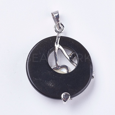 Natural Dyed & Heated Black Agate Pendants G-F546-A16-1