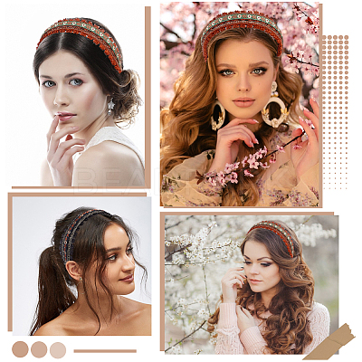2Pcs 2 Colors Floral Hair Bands Embellishments for Women OHAR-CY0001-19A-1