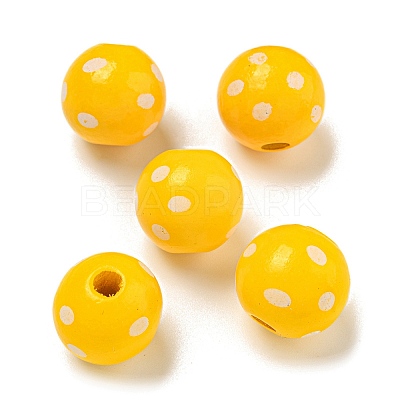 Printed Wood European Beads WOOD-G022-18K-1