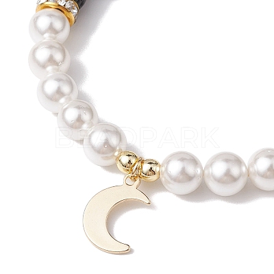 Moon 304 Stainless Steel Charm Bracelets BJEW-JB10310-01-1