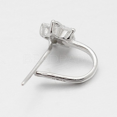 Anti-Tarnish Trendy Rhodium Plated 925 Sterling Silver Micro Pave Cubic Zirconia Pinch Bails STER-M081-072B-1