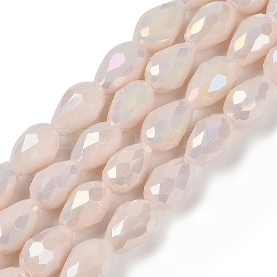 Opaque Solid Color Electroplate Glass Beads Strands EGLA-N013-P10mm-B08-1