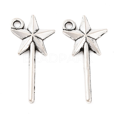 Fairy Tale Tibetan Style Alloy Magic Wand Pendants X-TIBEP-36112-AS-RS-1