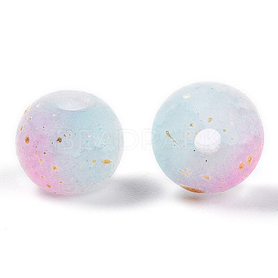 Frosted Baking Paint Crackle Glass Beads with Glitter Powder X1-DGLA-T004-6mm-01L-1