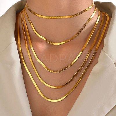 304 Stainless Steel Snake Chain Necklaces for Women WG80FEF-19-1
