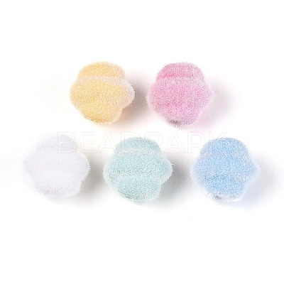 Flocking Opaque Acrylic Twist Beads OACR-T030-14M-B-1