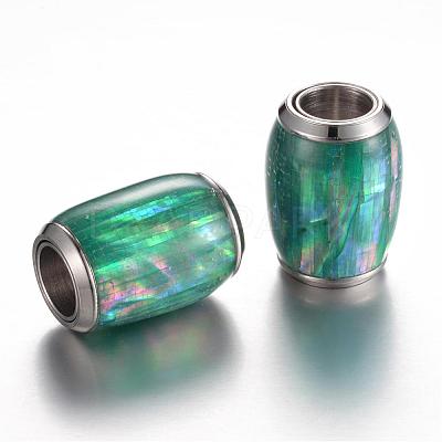 304 Stainless Steel Enamel Magnetic Clasps with Glue-in Ends STAS-P096-05-1