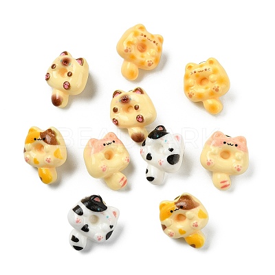 10Pcs 5 Colors Cartoon Cat-shape Doughnut Resin Lapel Pin Backs JEWB-CJ0003-07-1