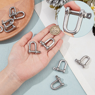 304 Stainless Steel D-Ring Anchor Shackle Clasps STAS-WH0033-56A-1