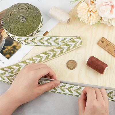 12M Polyester Jacquard Leaf Ribbon OCOR-OC0001-46D-1