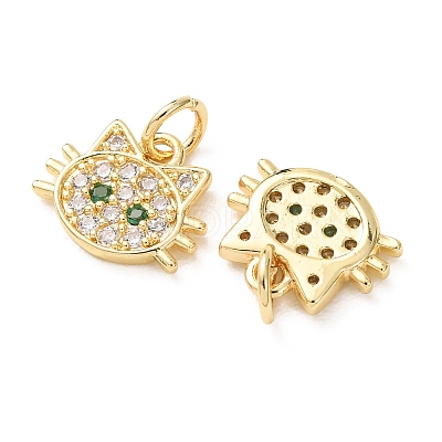 Brass Micro Pave Green Cubic Zirconia Charms CU-E003-18G-10-1