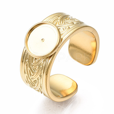 304 Stainless Steel Open Cuff Finger Ring Cabochon Settings X-STAS-T060-05G-1