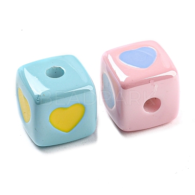 Opaque Colourful Acrylic Enamel Beads OACR-L001-03-1